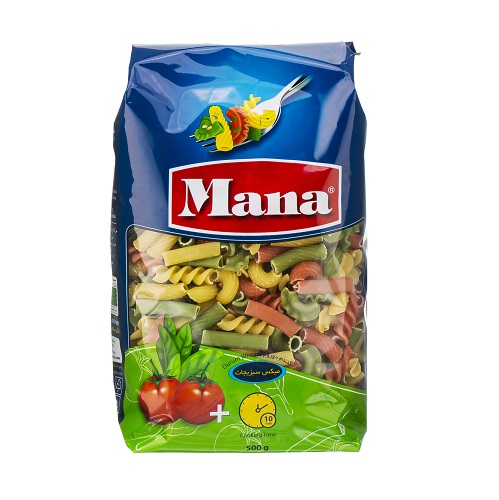 ماکارونی فرمی سبزیجات مدل میکس مانا - 500 گرم